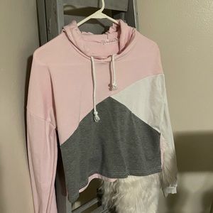 Cropped Color Blocked Hoodie